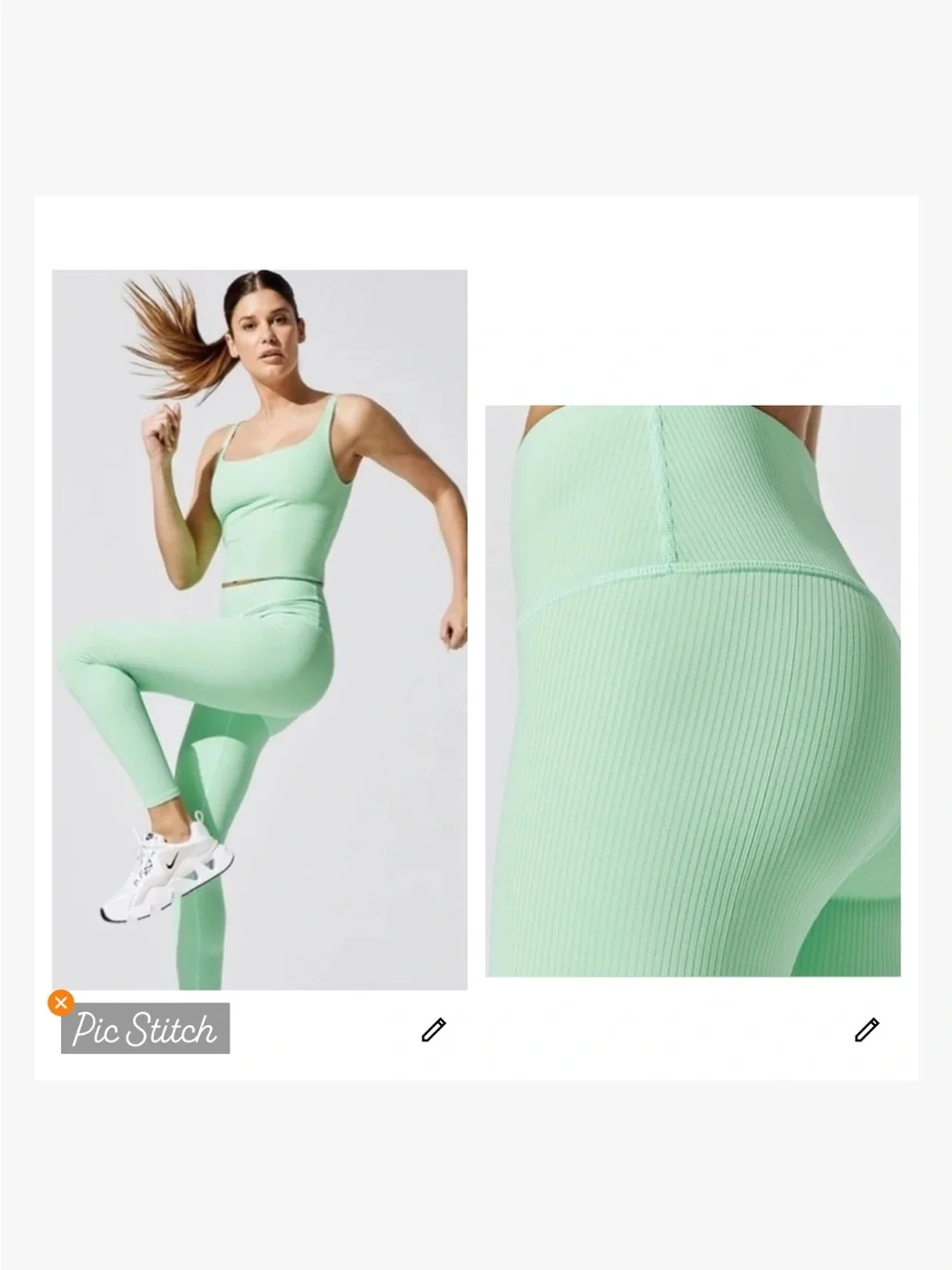 Carbon38 Light Green Ribbed Leggings